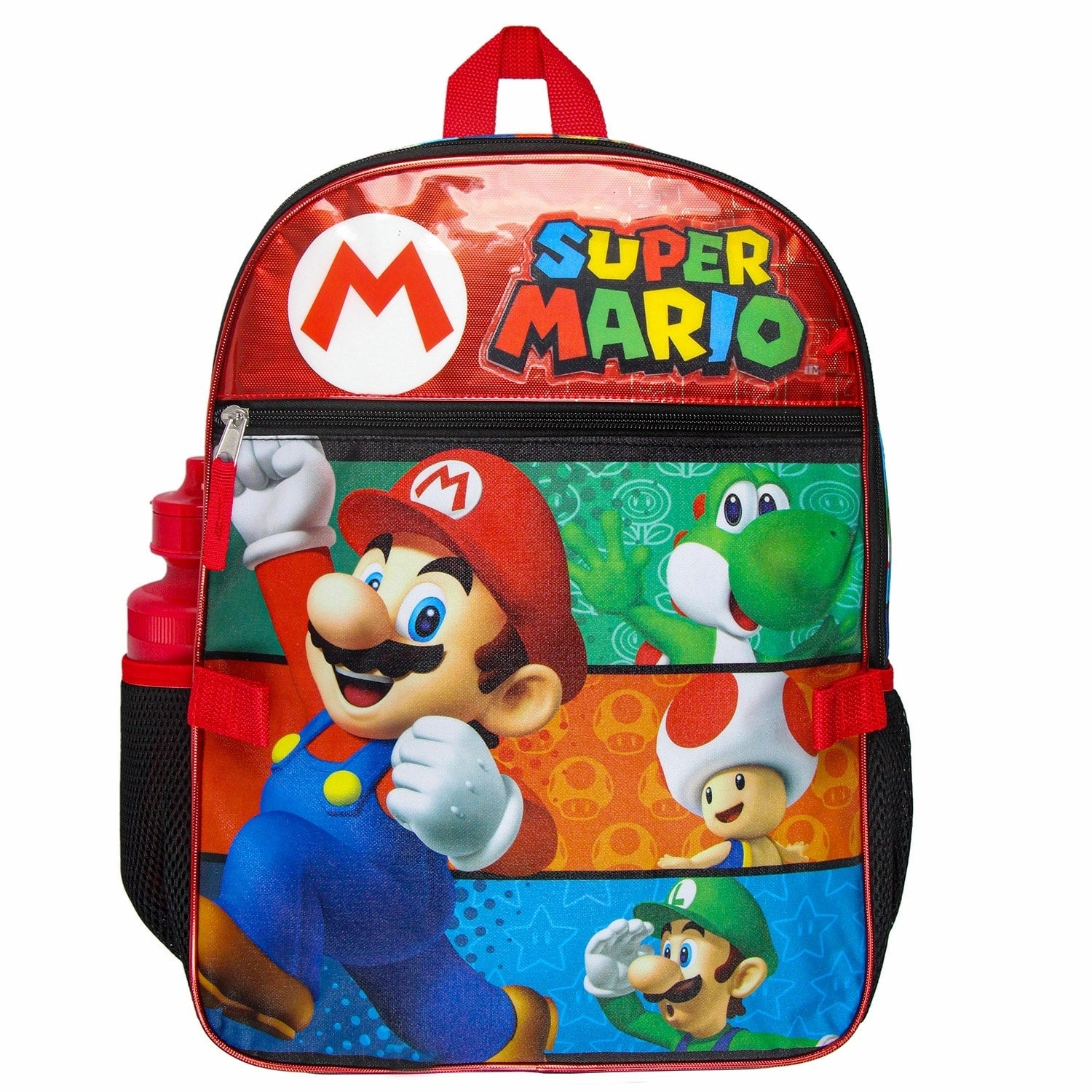 Super Mario Backpack with Detachable Mushroom Lunch Tote 16 Inch 5 Piece Set - One Size