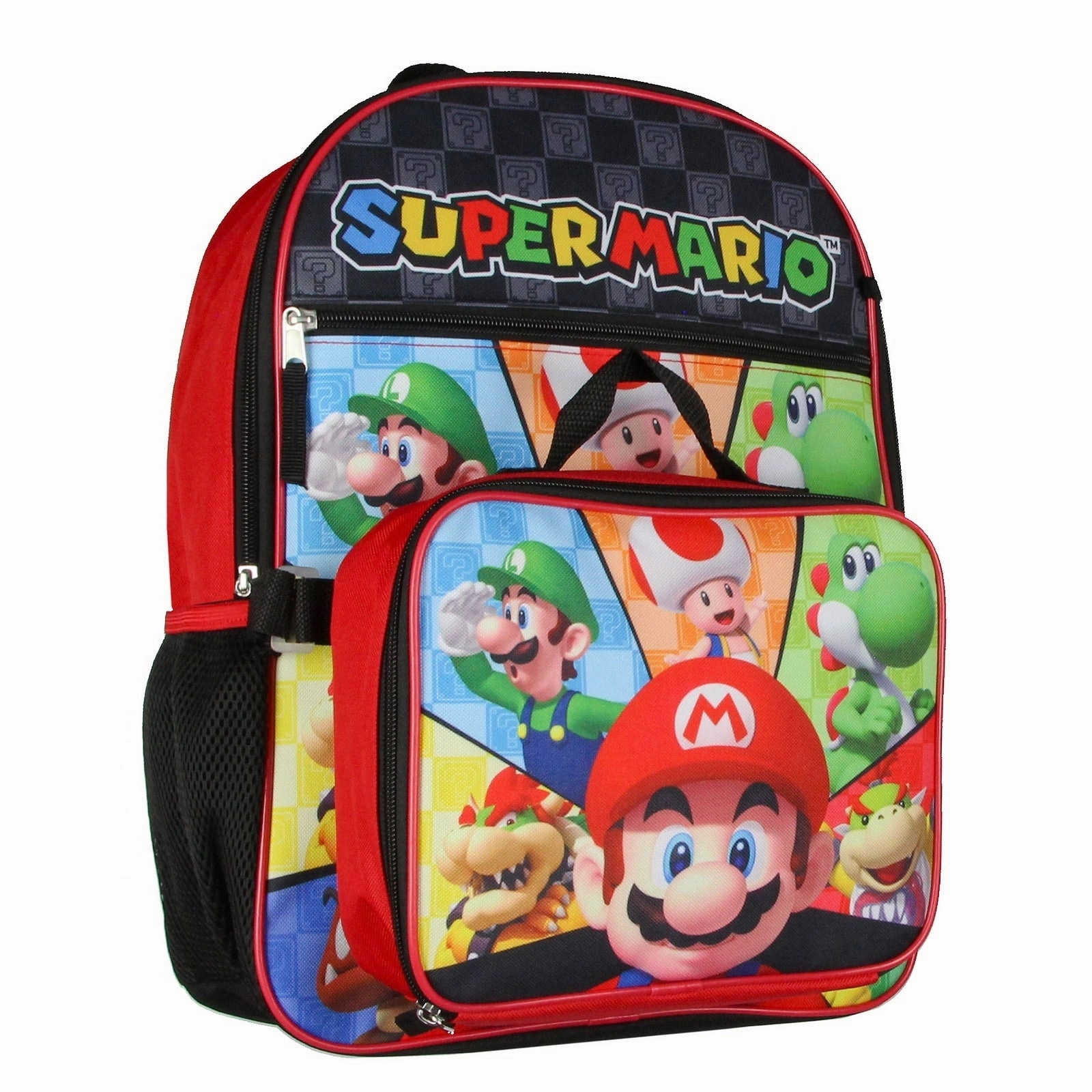 Super Mario Bowser Yoshi Luigi 5PC Kids Lunch Box And Backpack Set - One Size Fits Most