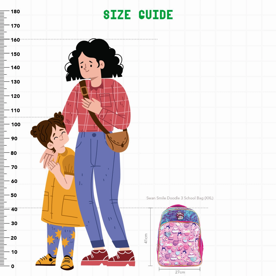 Swan Smile Doodle 3 School Bag (XXL)