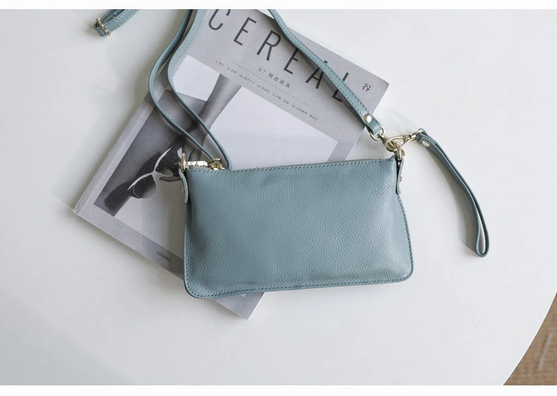 Tan Leather Wristlet Wallet Womens Small Minimalist Shoulder Purse Zip Crossbody Purse Slim Shoulder Bag for Women