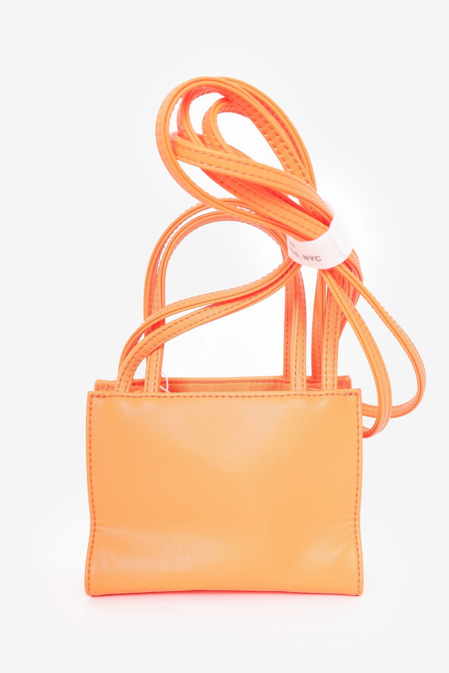 Telfar Orange Faux Leather Small Shopping Bag
