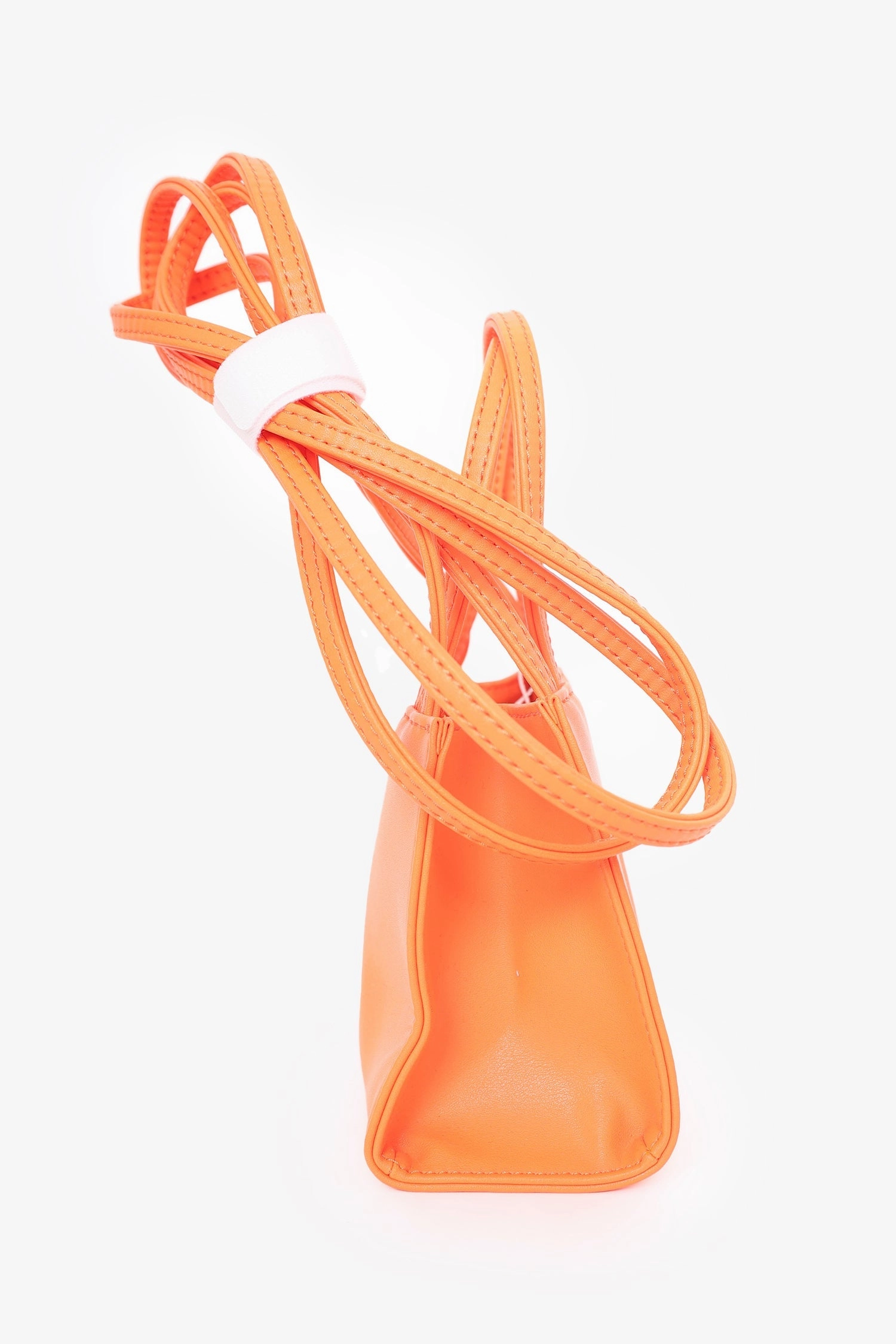 Telfar Orange Faux Leather Small Shopping Bag
