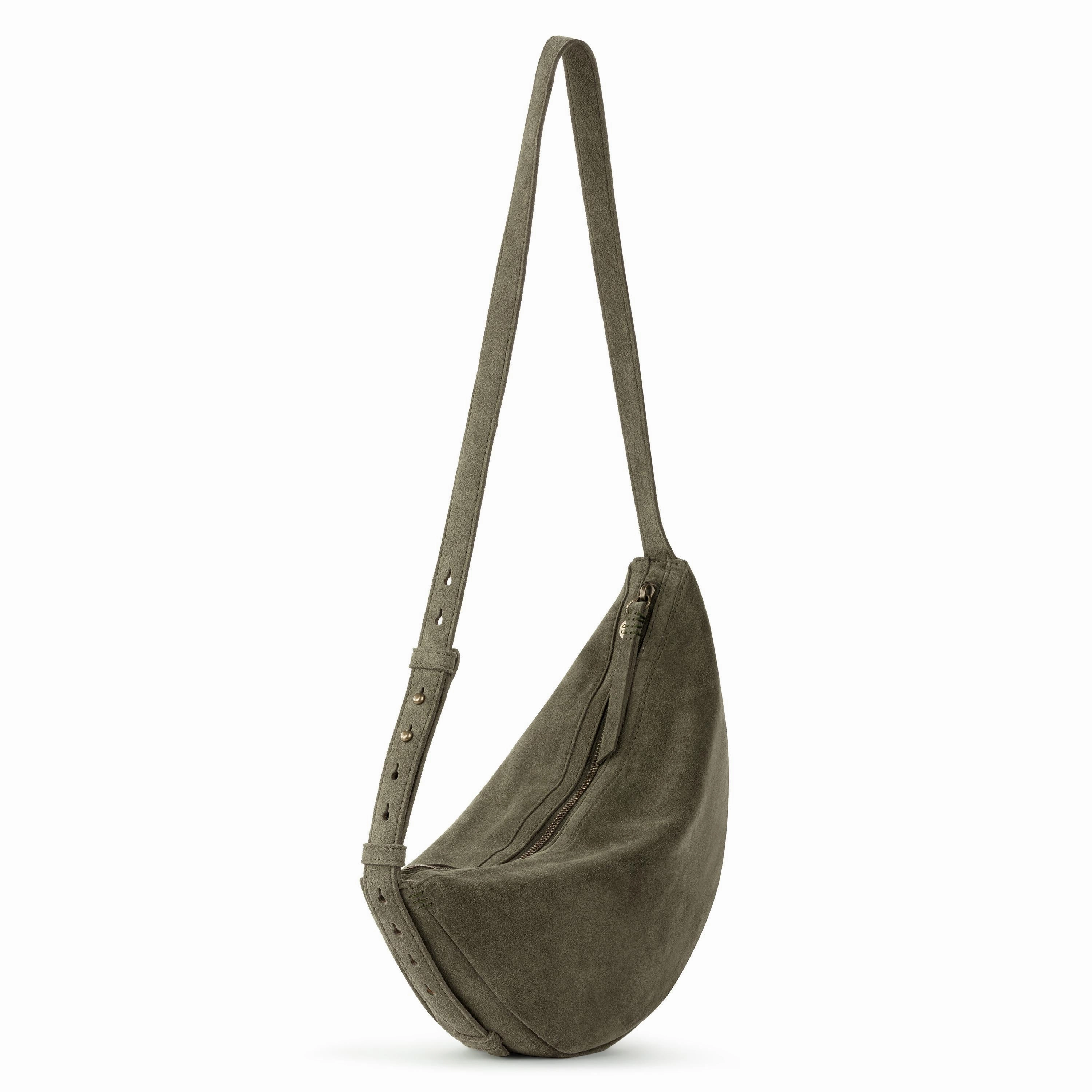 Tess Large Sling - Leather - Moss Suede