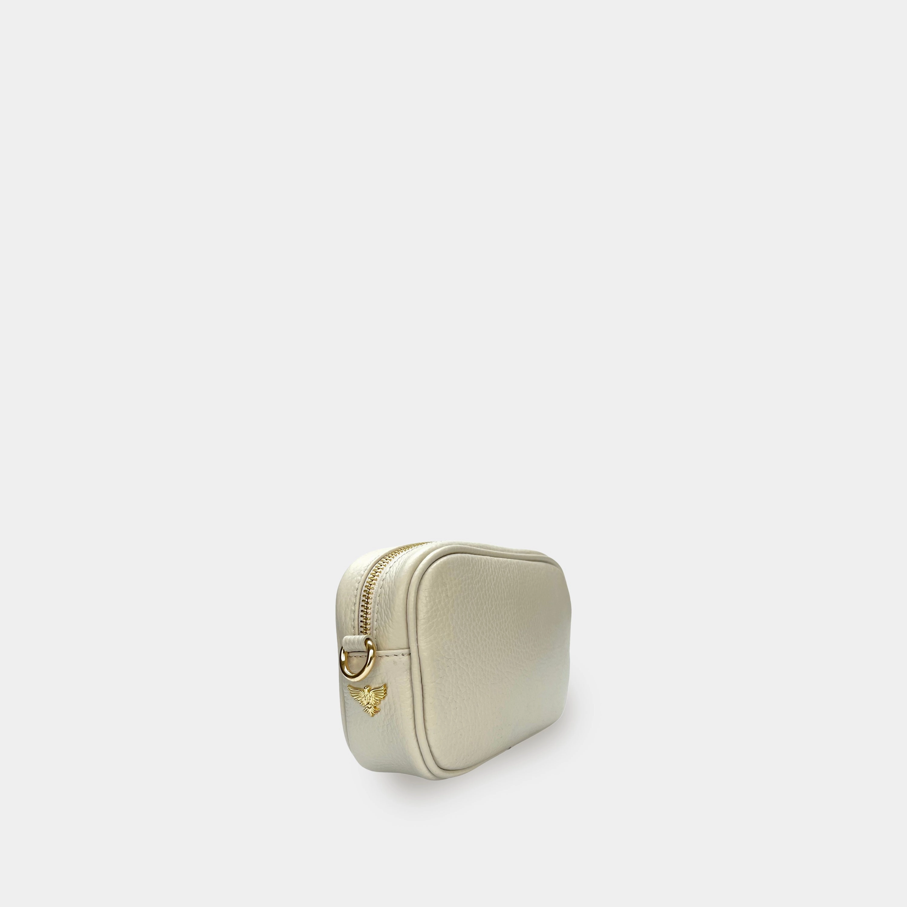 The Mini Tassel Stone Leather Phone Bag With Red Cross-Stitch Strap