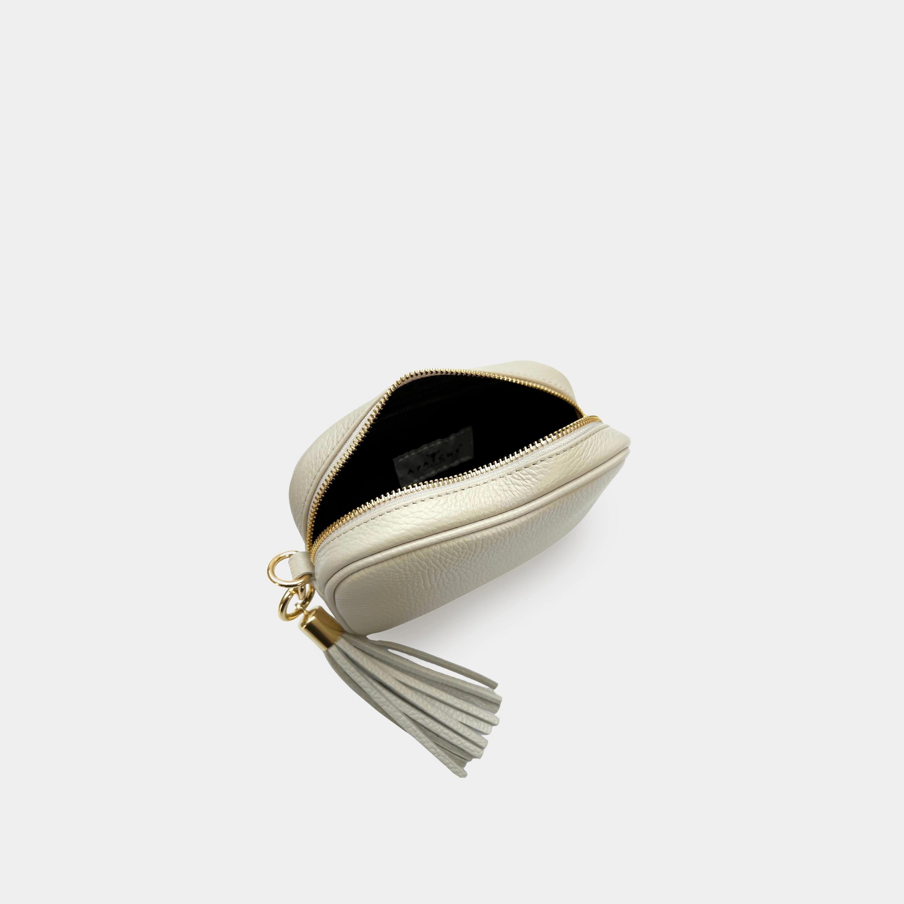 The Mini Tassel Stone Leather Phone Bag With Red Cross-Stitch Strap
