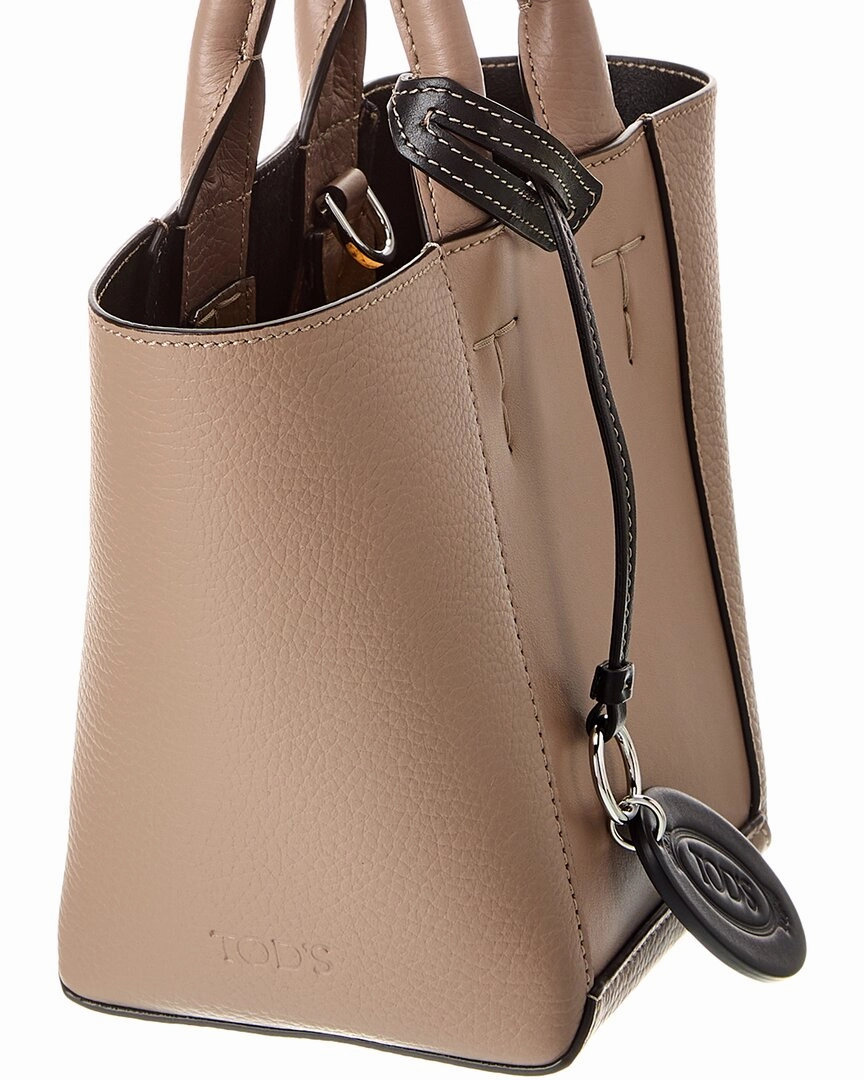 TODs Logo Tag Leather Tote