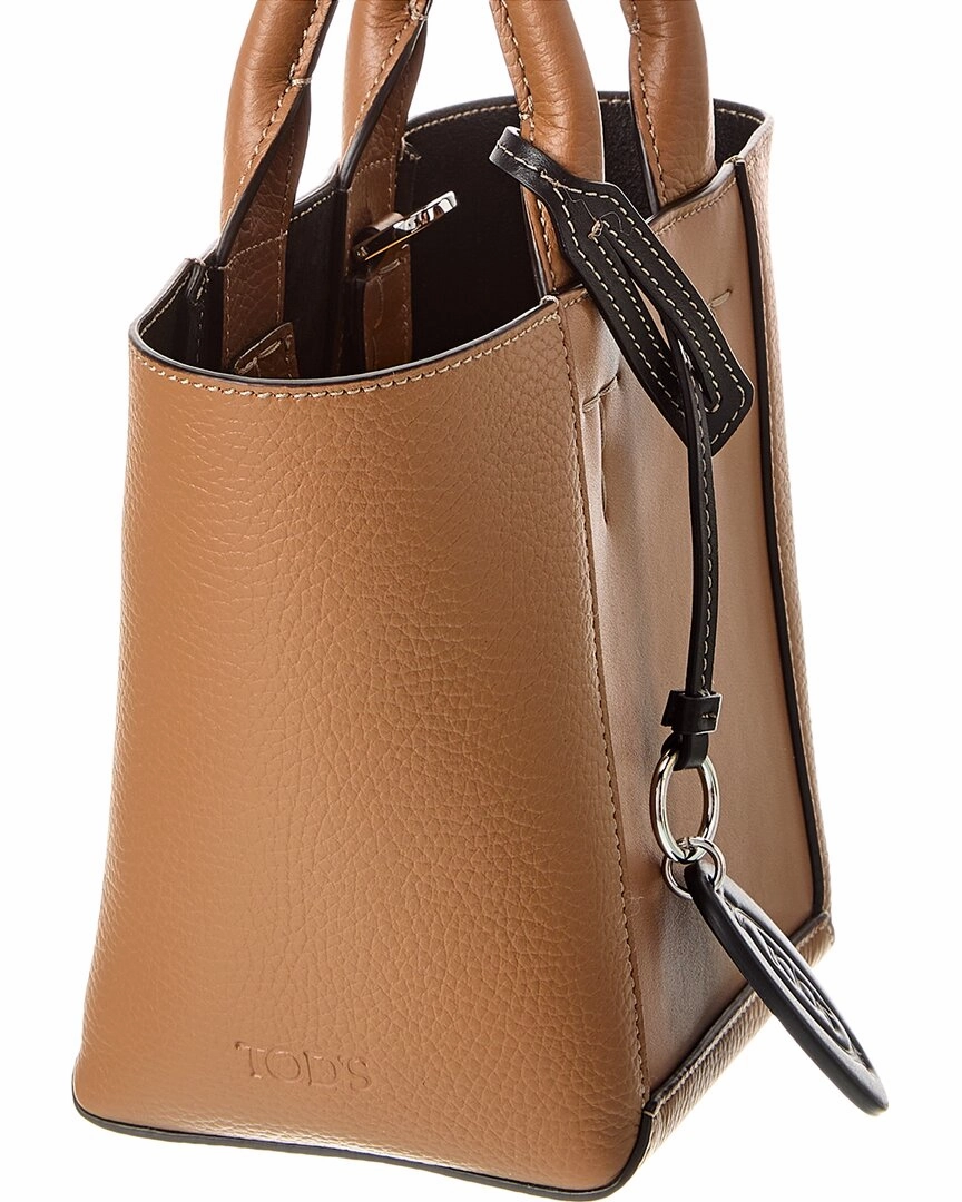 TODs Logo Tag Leather Tote
