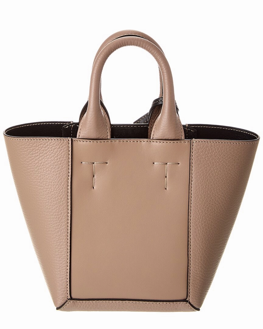 TODs Logo Tag Leather Tote
