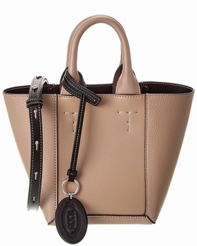 TODs Logo Tag Leather Tote