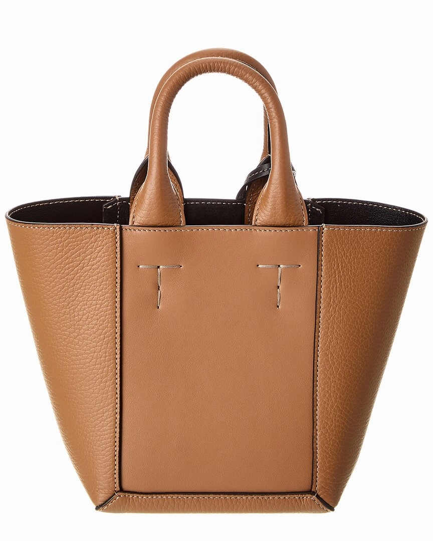 TODs Logo Tag Leather Tote