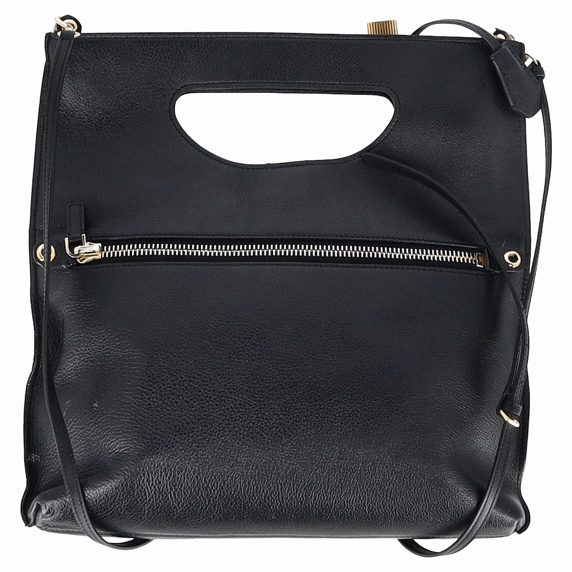 Tom Ford Top Handle Shoulder Bag in Black Leather