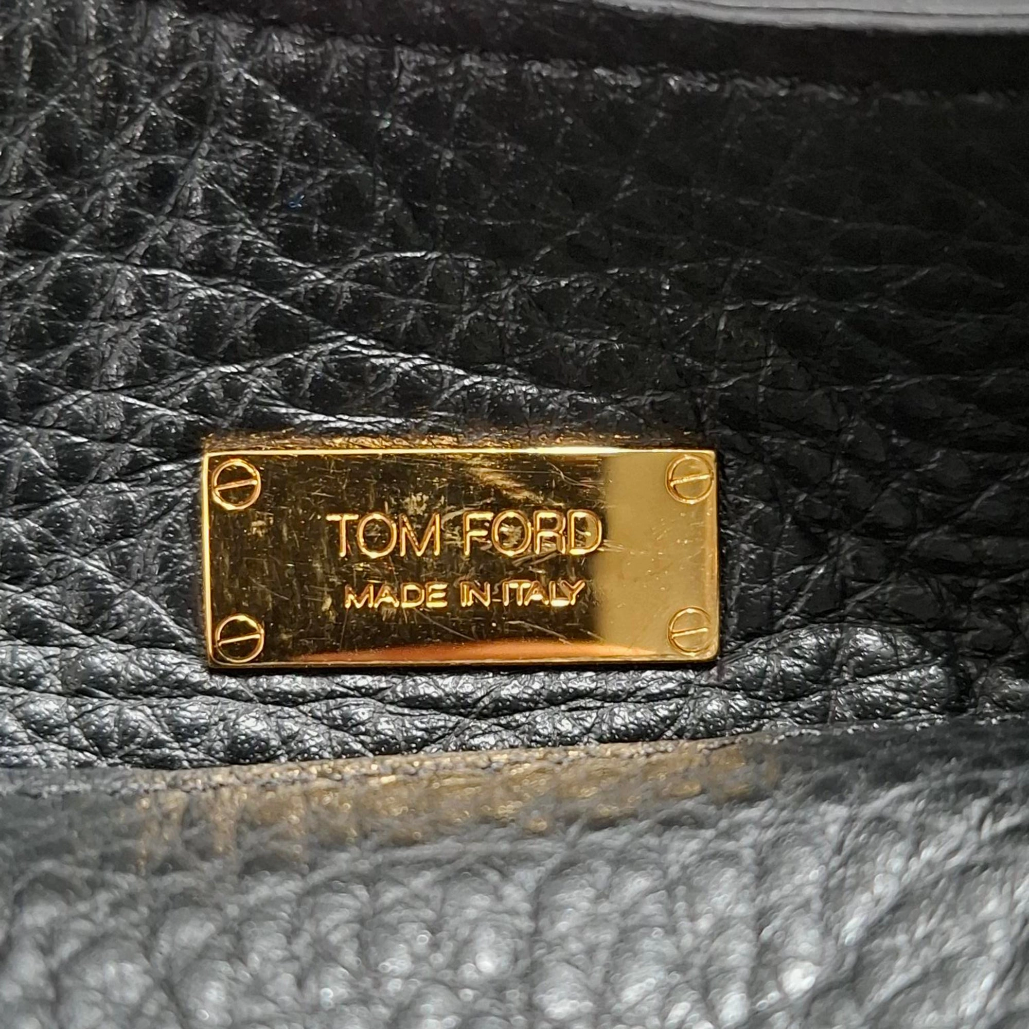 Tom Ford Top Handle Shoulder Bag in Black Leather