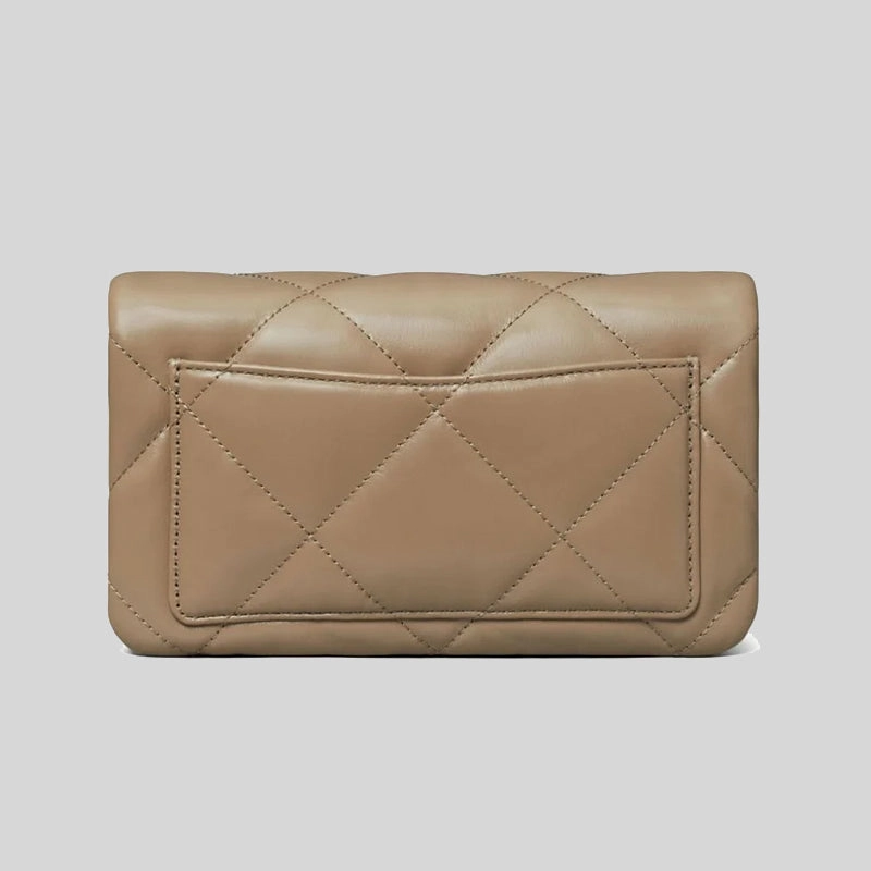 TORY BURCH Kira Diamond Quilt Chain Wallet Taupe Oak 158624
