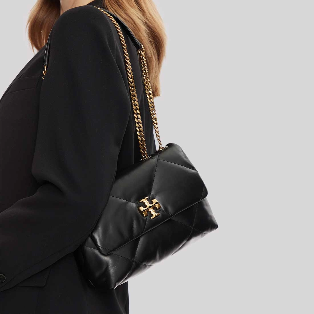 TORY BURCH Small Kira Diamond Quilt Convertible Shoulder Bag Black 154706