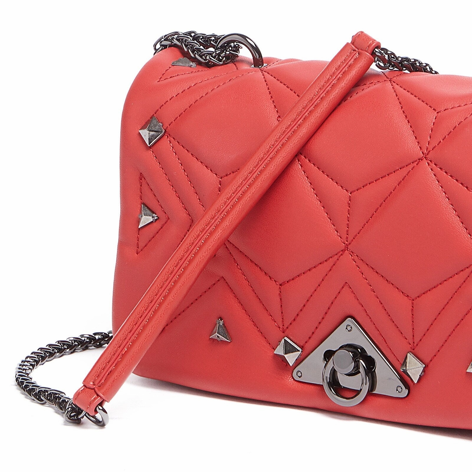 Tosca Blu Red Medium Geometric Quilted Flap Shoulder Bag for womens