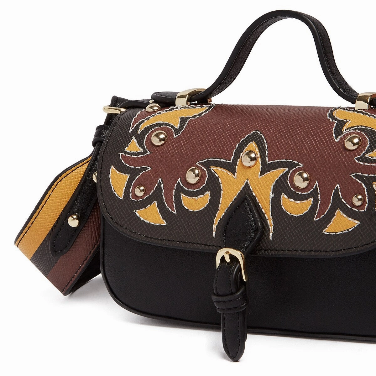 Tosca Blu Tan/Black Small Western Applique Shoulder Crossbody Bag for womens