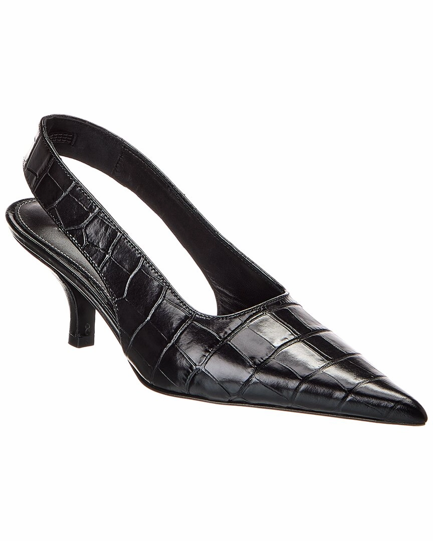 TOTEME Croc-Embossed Leather Slingback Pump