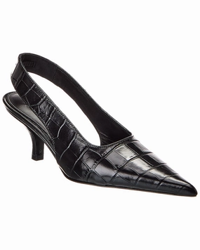 TOTEME Croc-Embossed Leather Slingback Pump
