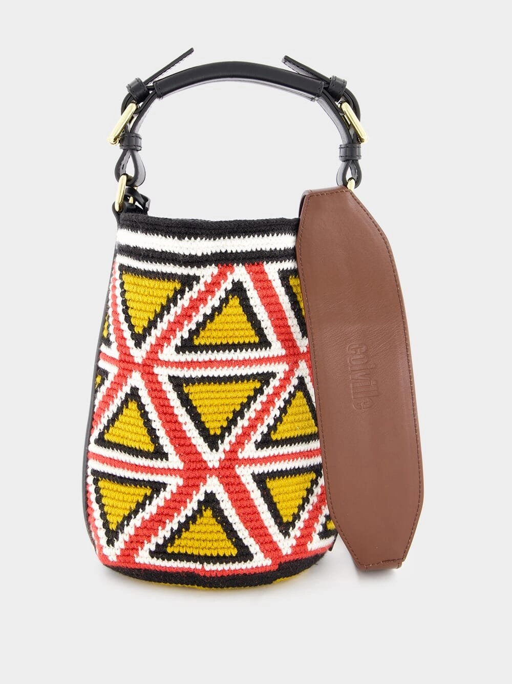 Triangle-Pattern Cylinder Small Bag