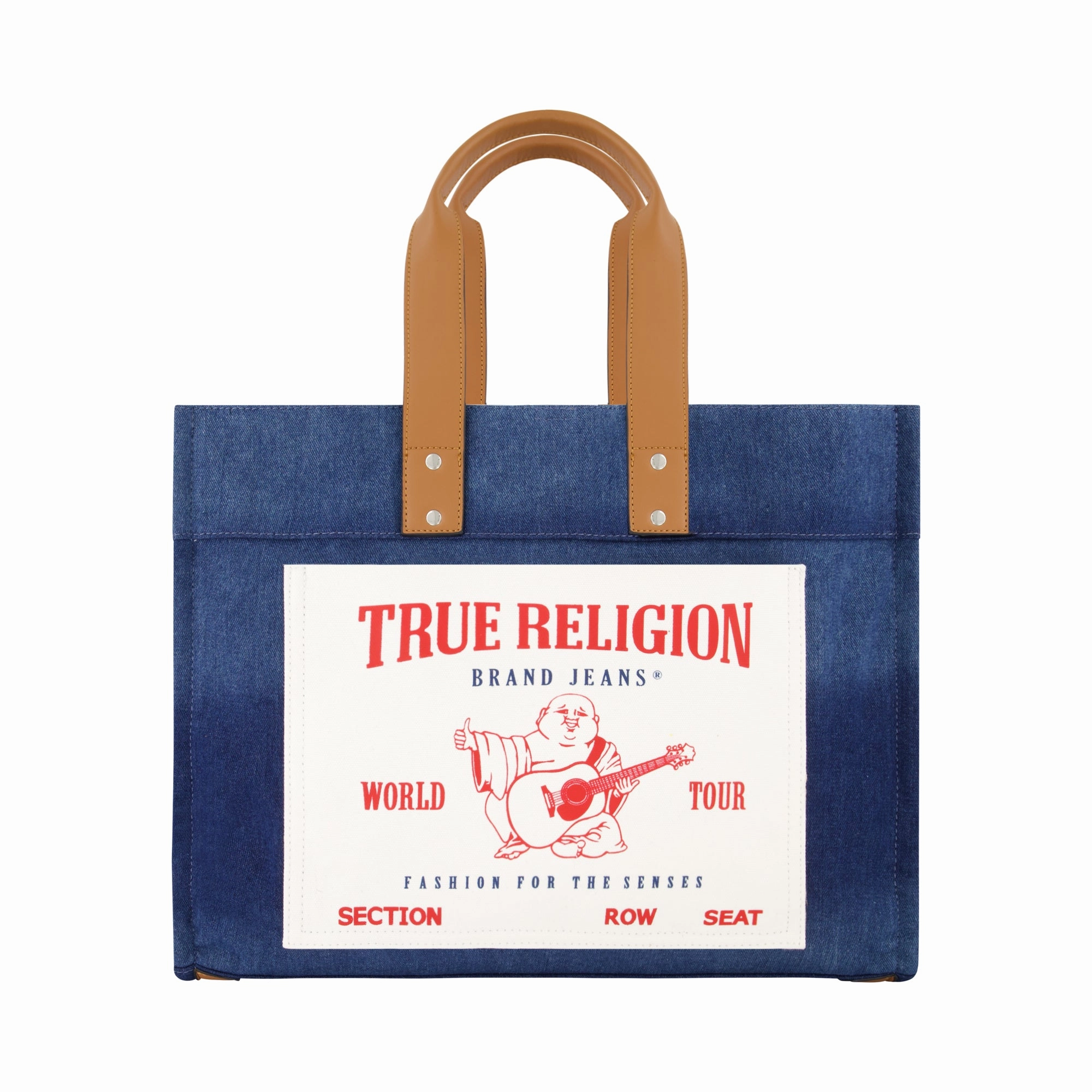 True Religion Large Washed Navy Denim Tote