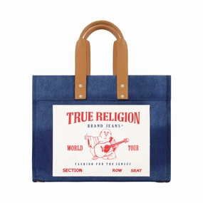 True Religion Large Washed Navy Denim Tote