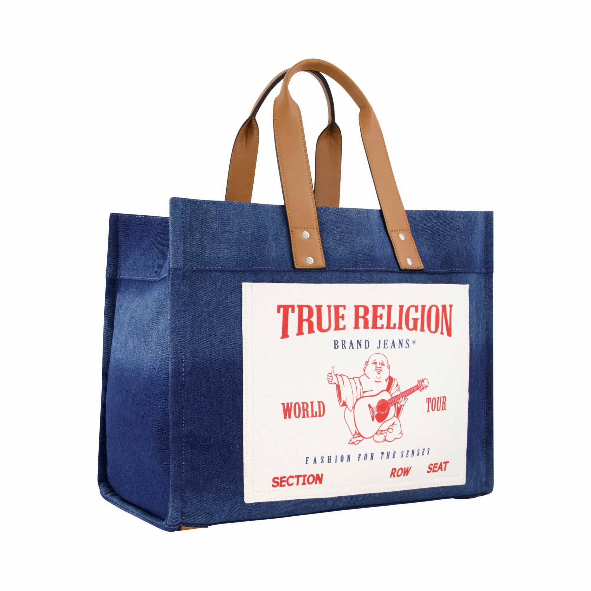 True Religion Large Washed Navy Denim Tote