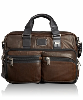 TUMI Bravo Leather Men's Andersen Slim Commuter Brief Dark