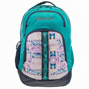 Unisex Ox Backpack In Turquoise/ Pink With Aztec