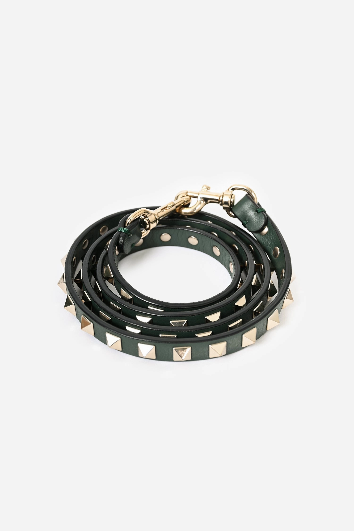 Valentino Green Leather Rockstud Tote with Strap