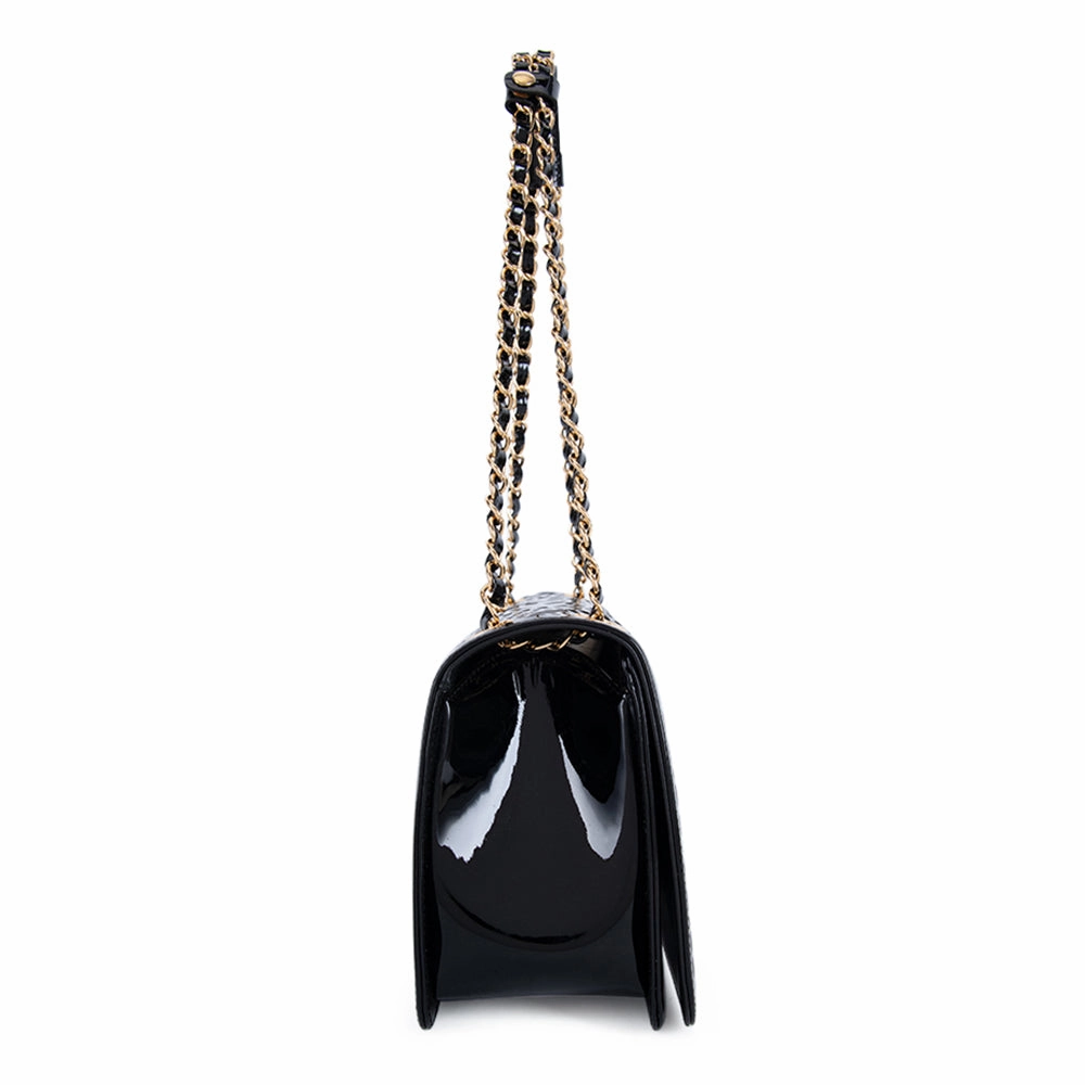 Valentino Orlandi Women's Black Leather Patent Shoulder Bag