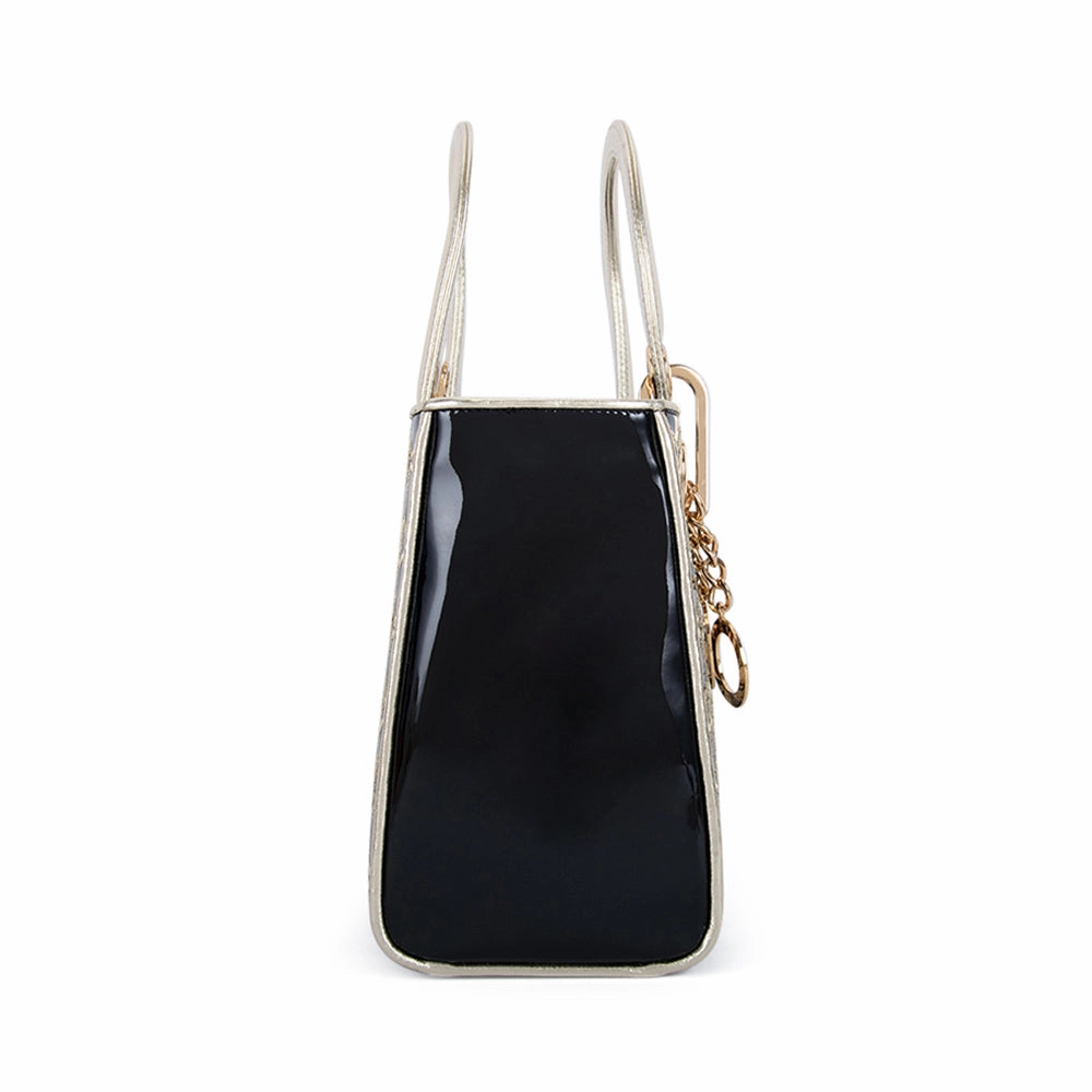Valentino Orlandi Women's Black Patent & Gold Leather Handbag