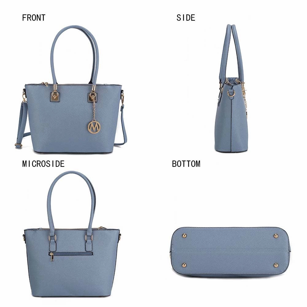 Vanessa Women's Tote Bag with Wristlet Wallet, Solid Vegan Leather Handbag Purse Set by Mia K