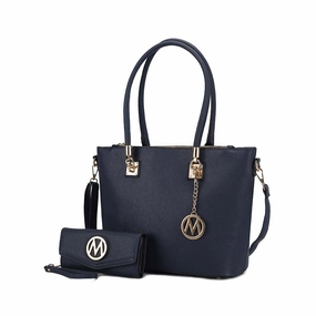 Vanessa Women's Tote Bag with Wristlet Wallet, Solid Vegan Leather Handbag Purse Set by Mia K