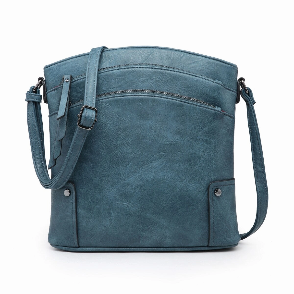 Vegan Leather Women Large Crossbody Bag Triple Zip Handbag Shoulder Purse 10.6in W