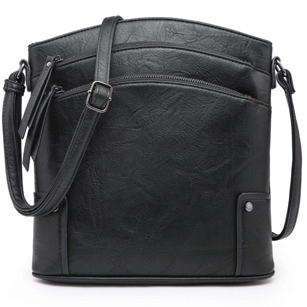 Vegan Leather Women Large Crossbody Bag Triple Zip Handbag Shoulder Purse 10.6in W