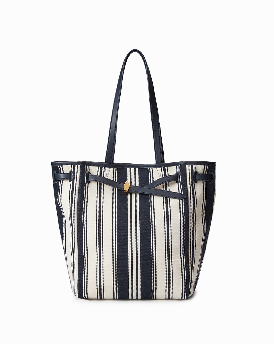 Veronica Beard Striped Canvas Dash Tote