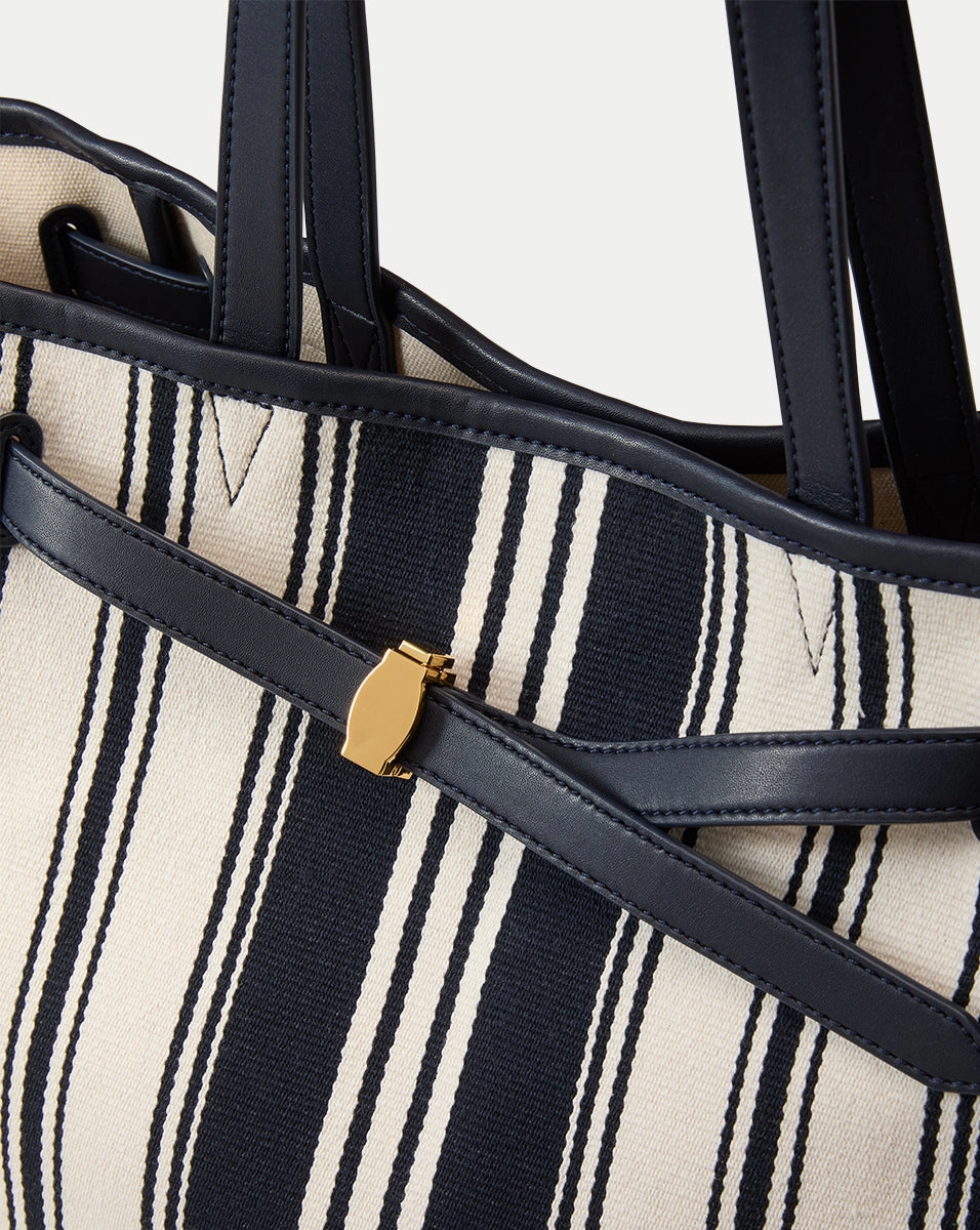 Veronica Beard Striped Canvas Dash Tote