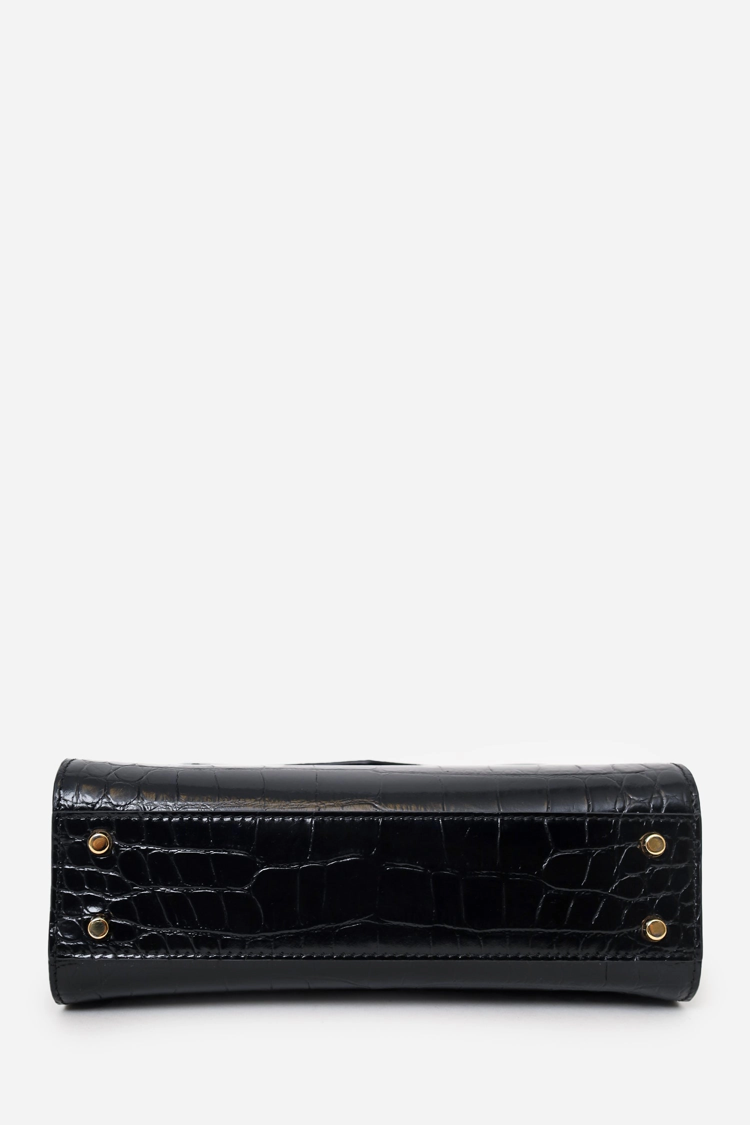 Versace Black Croc-Effect Medusa '95 Mediuml Top Handle Bag with Strap