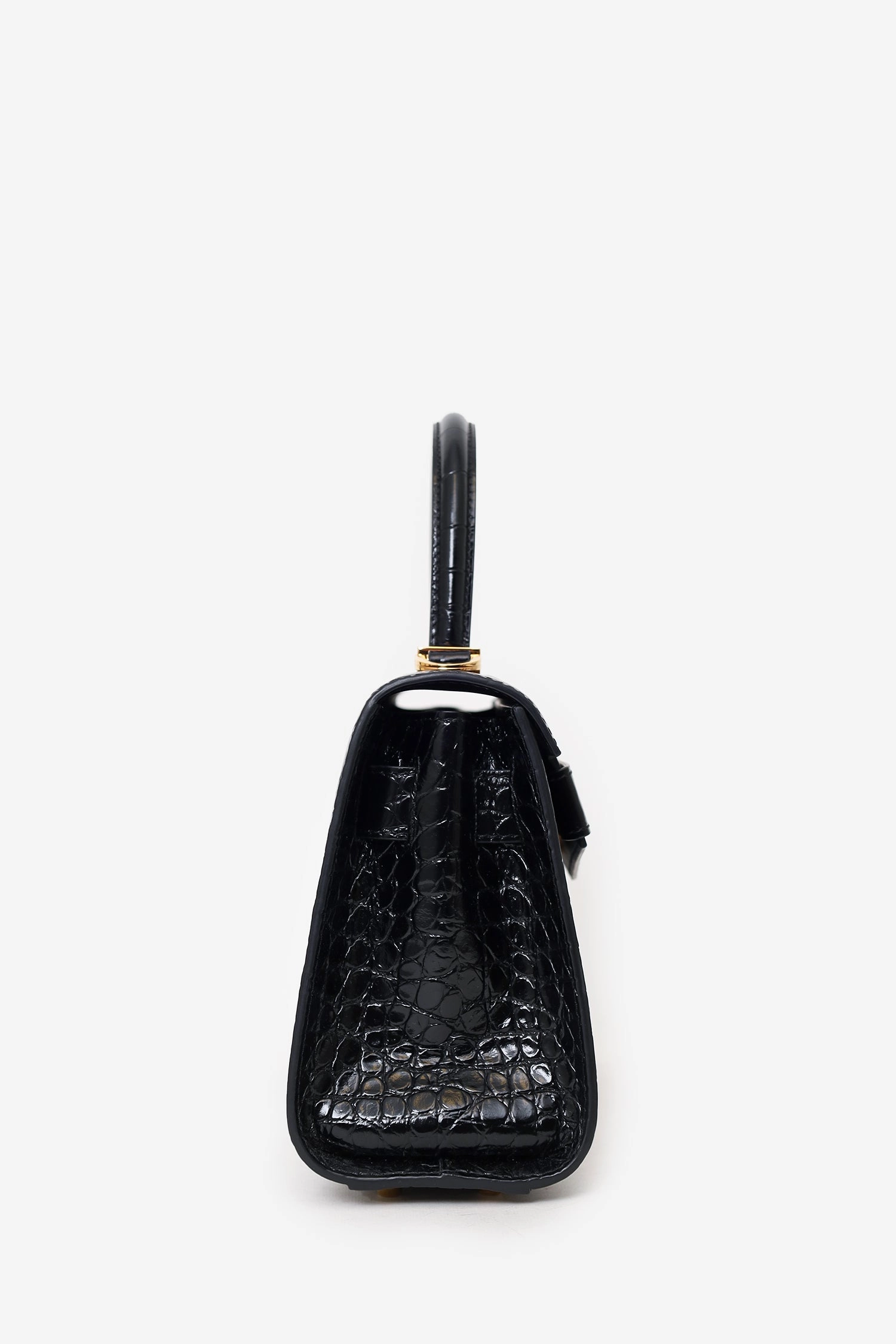 Versace Black Croc-Effect Medusa '95 Mediuml Top Handle Bag with Strap