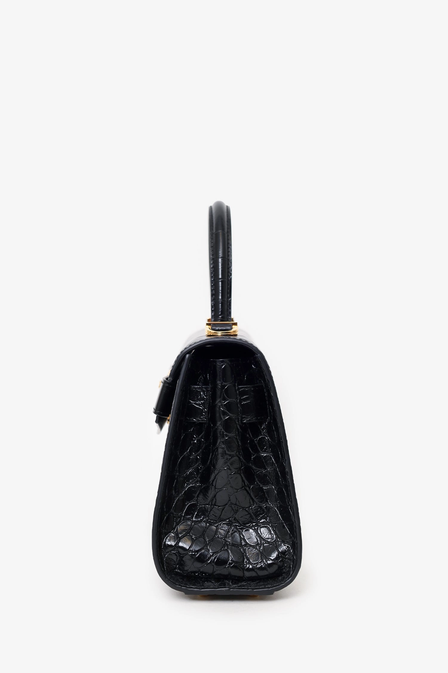 Versace Black Croc-Effect Medusa '95 Mediuml Top Handle Bag with Strap