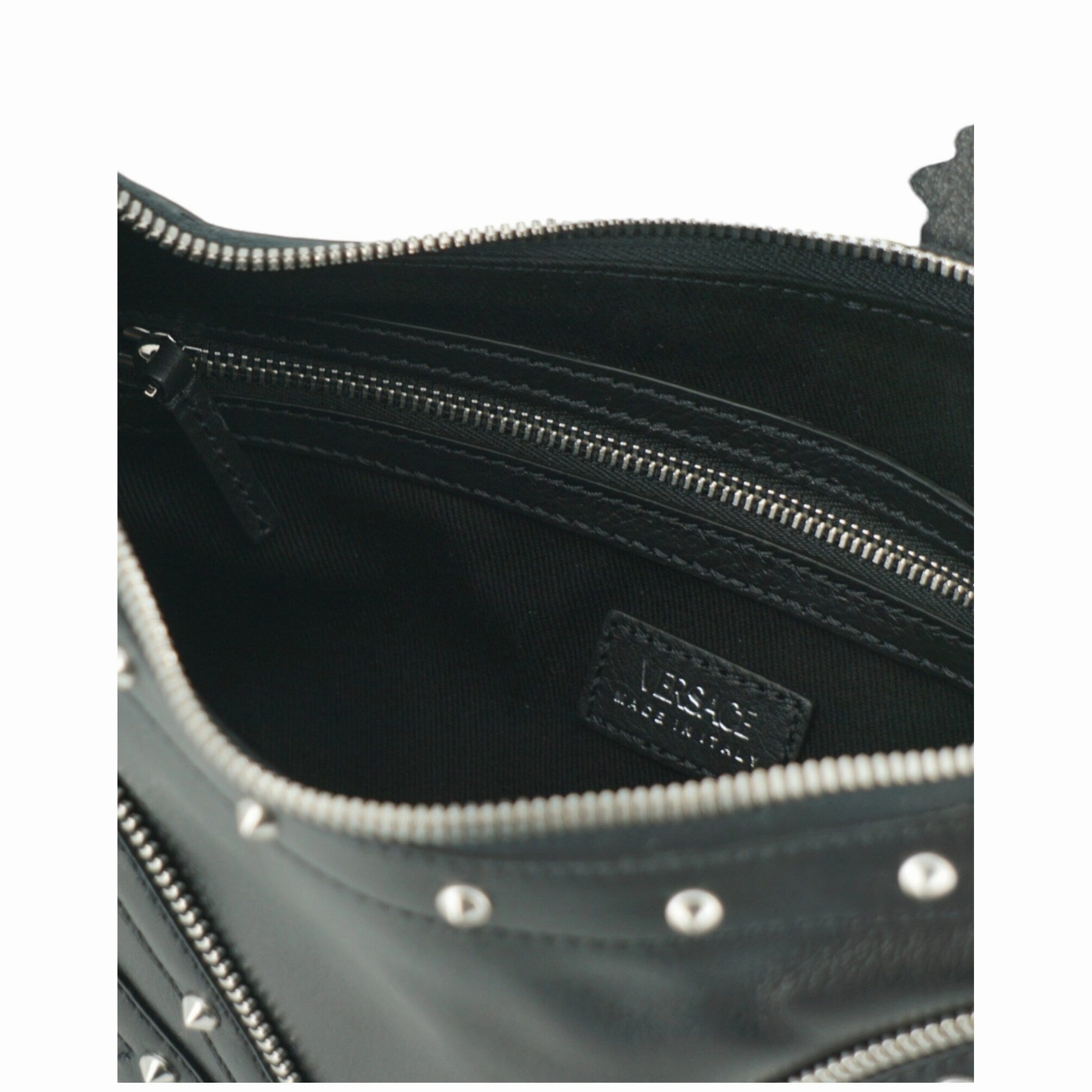 Versace Elegant Black Leather Hobo Shoulder Women's Bag