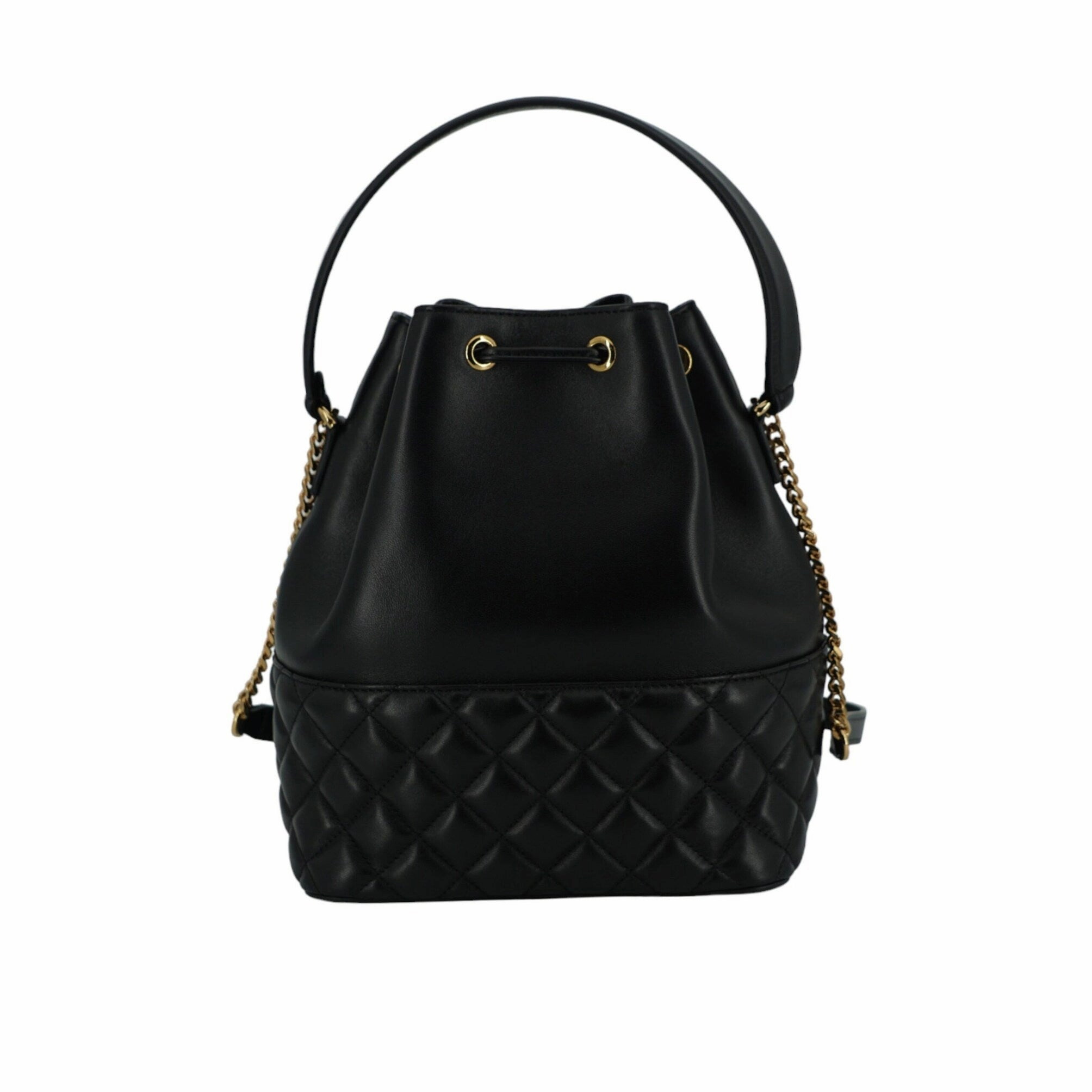 Versace Elegant Black Leather Medusa Bucket Shoulder Women's Bag