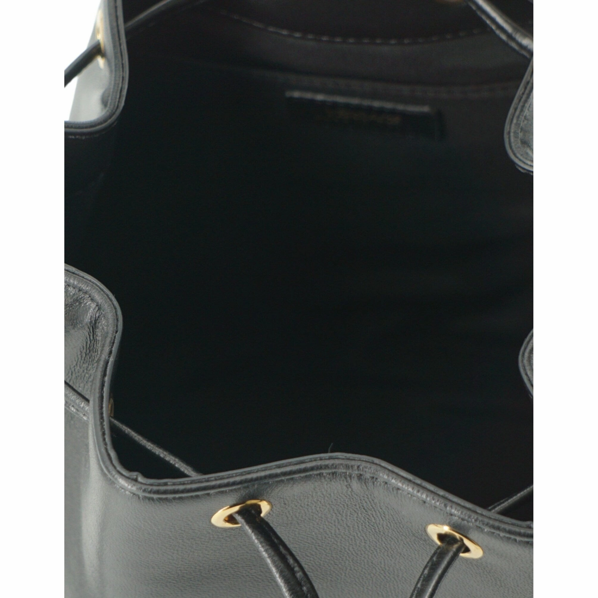 Versace Elegant Black Leather Medusa Bucket Shoulder Women's Bag