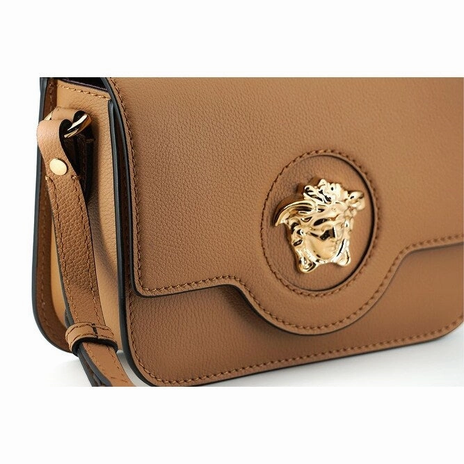 Versace Elegant Calf Leather Shoulder Bag in Women's Brown