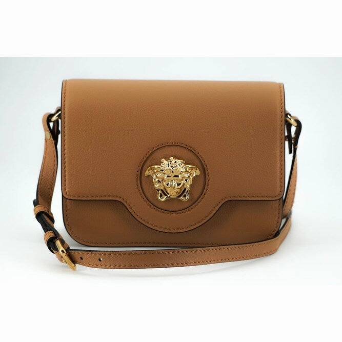 Versace Elegant Calf Leather Shoulder Bag in Women's Brown