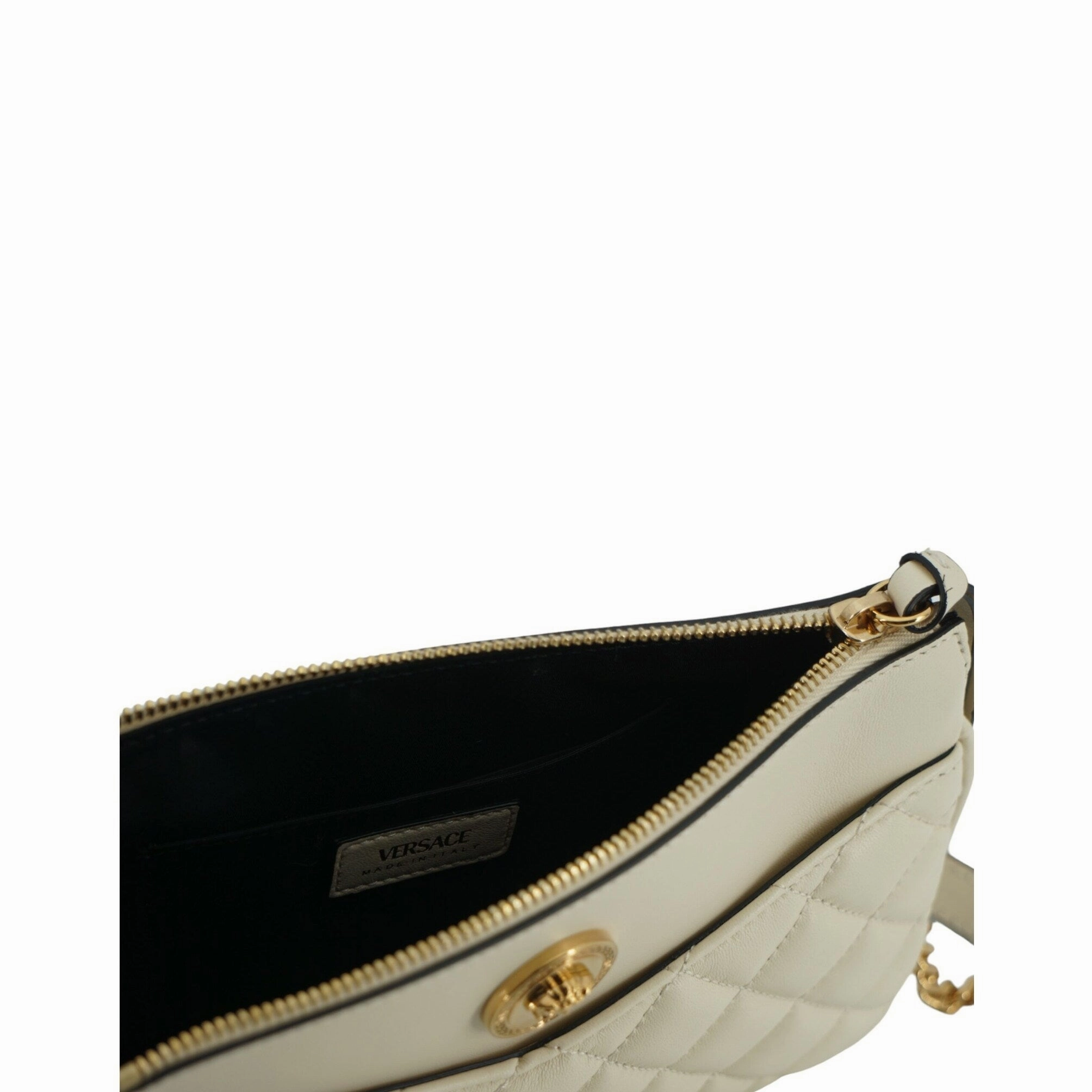 Versace Elegant White Lamb Leather Crossbody Women's Pouch