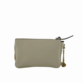 Versace Elegant White Lamb Leather Crossbody Women's Pouch