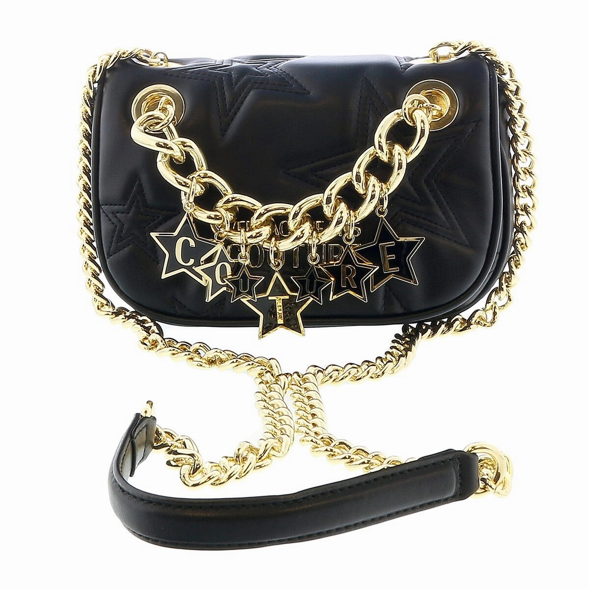 Versace Jeans Couture Black Star Quilted Charm Embellished Crossbody Bag for womens