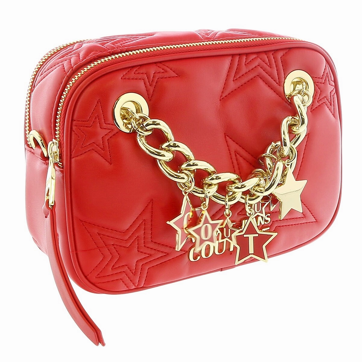 Versace Jeans Couture High Risk Red Square Star Quilted Charm Embellished Crossbody Bag for womens