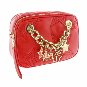 Versace Jeans Couture High Risk Red Square Star Quilted Charm Embellished Crossbody Bag for womens